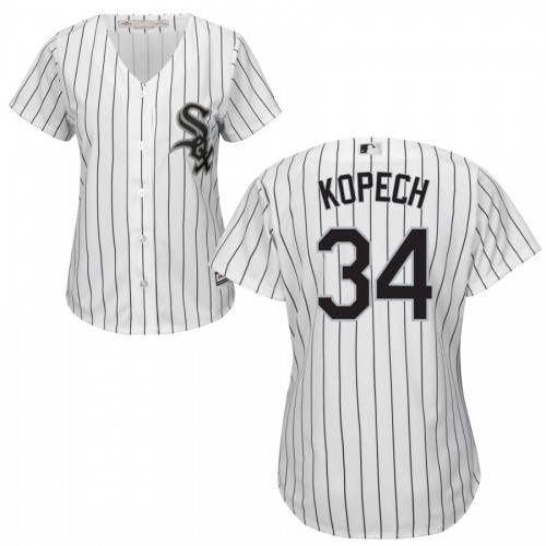 Chicago White Sox #34 Michael Kopech White(Black Strip) Home Women's Flexbase Authentic Collection Stitched Jersey Womens