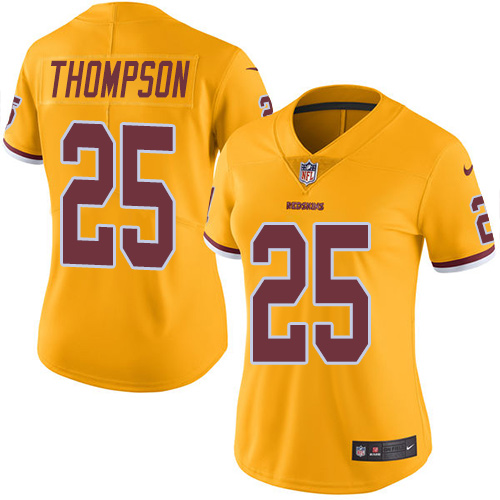 Washington Commanders #25 Chris Thompson Gold Women's Stitched Limited Rush Jersey Womens