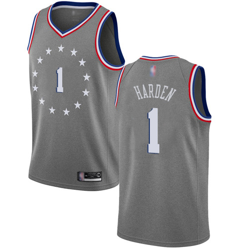 Philadelphia 76ers #1 James Harden Gray Swingman City Edition 2018/19 Jersey Mens