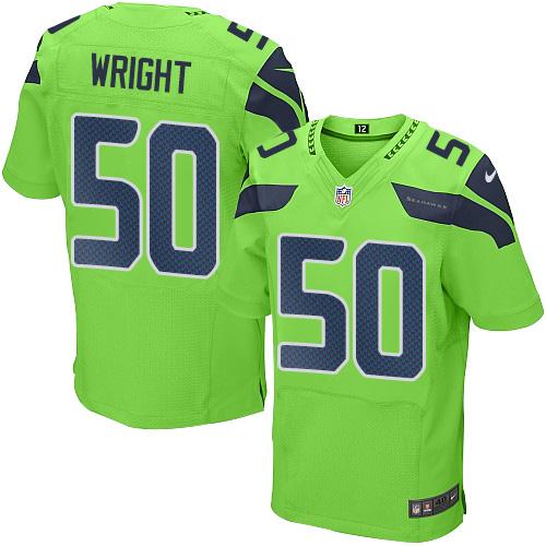 Seattle Seahawks #50 K.J. Wright Green Men's Stitched Elite Rush Jersey Men's