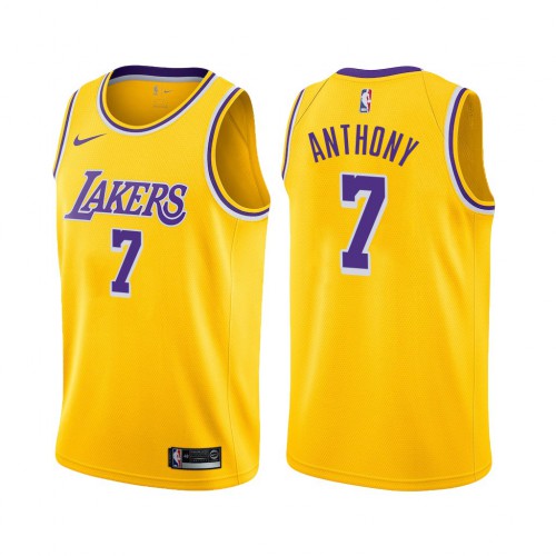 Los Angeles Lakers #7 Carmelo Anthony Gold Swingman Icon Edition Jersey Mens
