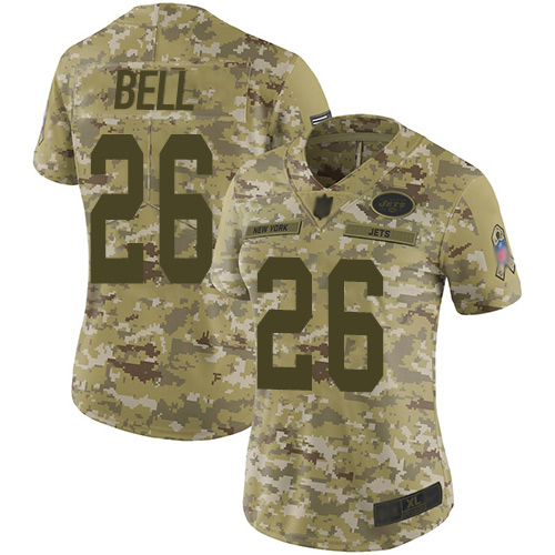 New York Jets #26 Le'Veon Bell Camo Women's Stitched Limited 2018 Salute to Service Jersey Womens