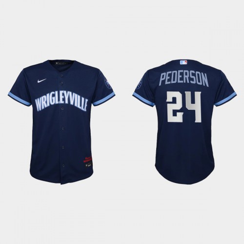 Chicago Chicago Cubs #24 Joc Pederson Youth 2021 City Connect Navy Jersey Youth