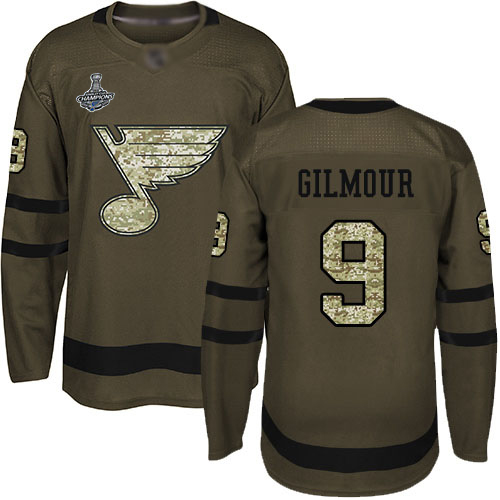Adidas St. Louis Blues #9 Doug Gilmour Green Salute to Service Stanley Cup Champions Stitched Jersey Men's