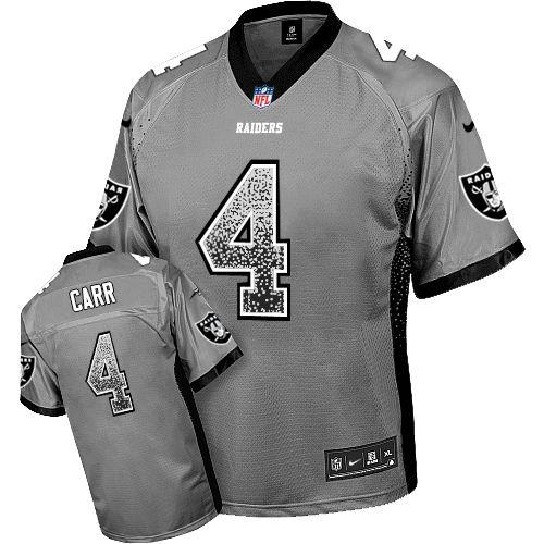 Raiders #4 Derek Carr Grey Youth Stitched Elite Drift Fashion Jersey