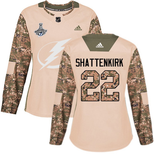 Adidas Tampa Bay Lightning #22 Kevin Shattenkirk Camo Authentic 2017 Veterans Day Women's 2020 Stanley Cup Champions Stitched Jersey Womens