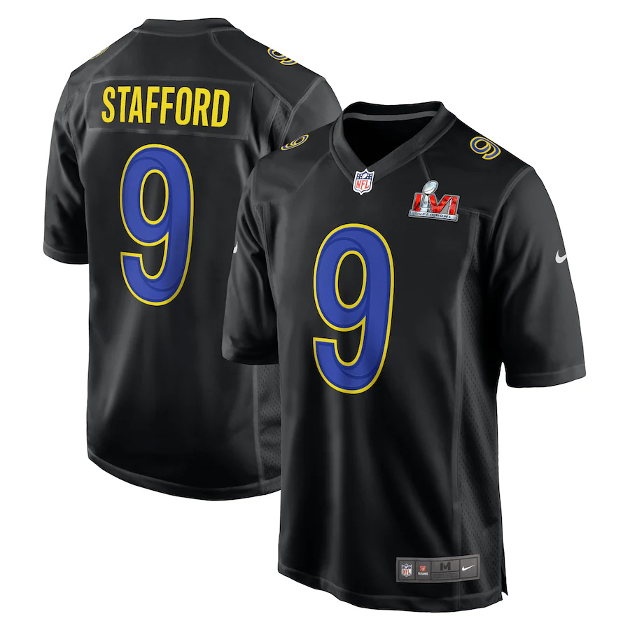 Rams #9 Matthew Stafford Black Men's Super Bowl LVI Bound Game Fashion Jersey