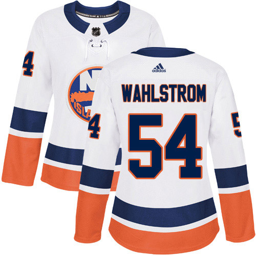 Adidas New York Islanders #54 Oliver Wahlstrom White Road Authentic Women's Stitched Jersey Womens
