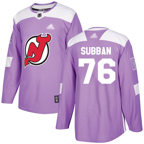 Adidas New Jersey Devils #76 P.K. Subban Purple Authentic Fights Cancer Stitched Jersey Men's