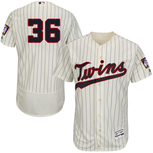 Minnesota Twins #36 Robbie Grossman Cream Strip Flexbase Authentic Collection Stitched Jersey Men's
