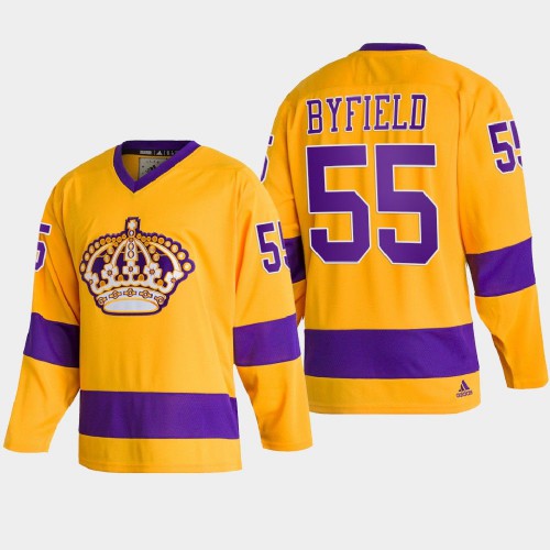 Adidas Los Angeles Kings #55 Quinton Byfield Team Classics Gold Men's 2022 Throwback Jersey Men's