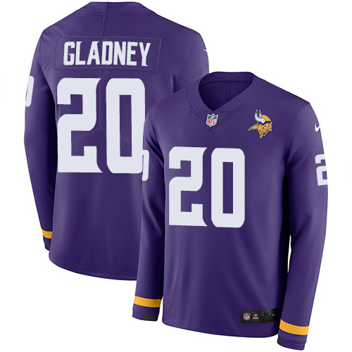 Minnesota Vikings #20 Jeff Gladney Purple Team Color Youth Stitched Limited Therma Long Sleeve Jersey Youth