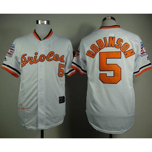 Mitchell And Ness 1989 Baltimore Orioles #5 Brooks Robinson White Throwback Stitched Jersey Men's