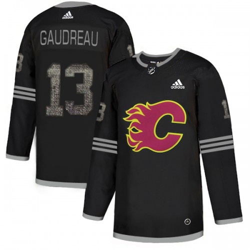Adidas Calgary Flames #13 Johnny Gaudreau Black Authentic Classic Stitched Jersey Men's