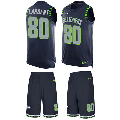 Seahawks #80 Steve Largent Steel Blue Team Color Men's Stitched Limited Tank Top Suit Jersey