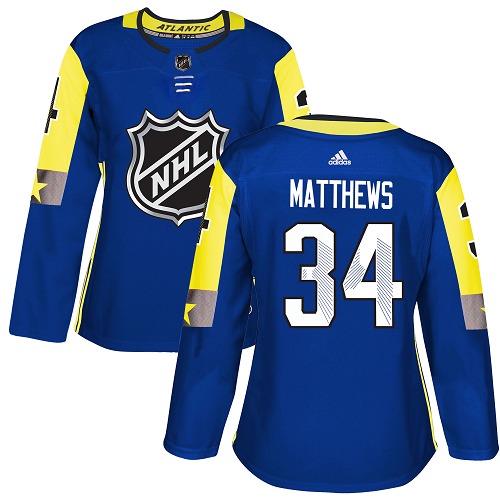 Adidas Maple Toronto Maple Leafs #34 Auston Matthews Royal 2018 All-Star Atlantic Division Authentic Women's Stitched Jersey Womens