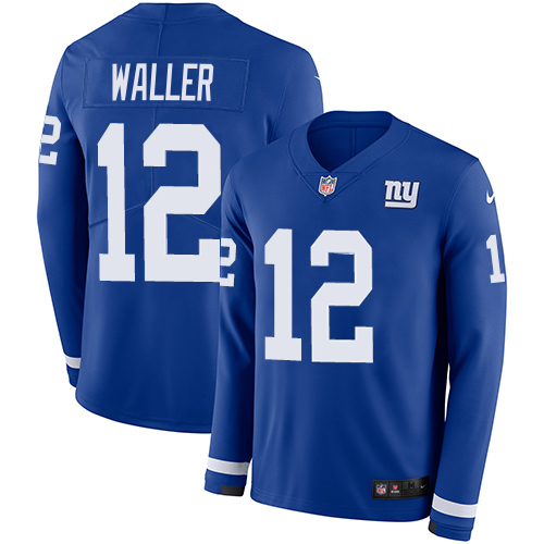Giants #12 Darren Waller Royal Blue Team Color Youth Stitched Limited Therma Long Sleeve Jersey