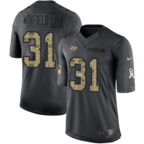 Tampa Bay Buccaneers #31 Antoine Winfield Jr. Black Men's Stitched Limited 2016 Salute to Service Jersey Men's