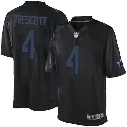 Cowboys #4 Dak Prescott Black Men's Stitched Impact Limited Jersey