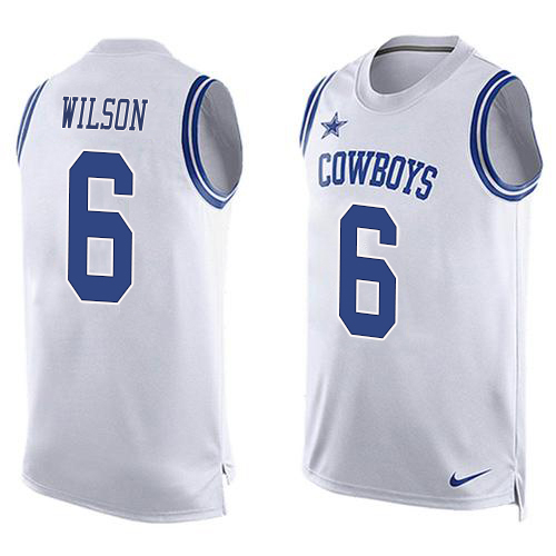 Cowboys #6 Donovan Wilson White Team Color Men's Stitched Limited Tank Top Jersey
