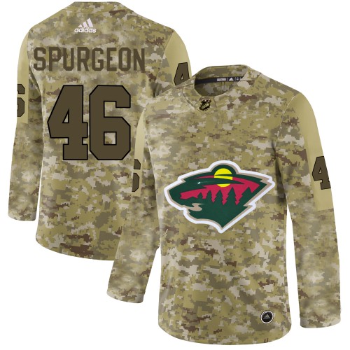 Adidas Minnesota Wild #46 Jared Spurgeon Camo Authentic Stitched Jersey Men's