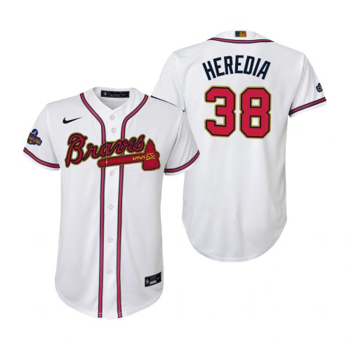Atlanta Atlanta Braves #38 Guillermo Heredia White Youth 2022 Gold Program Replica Jersey Youth