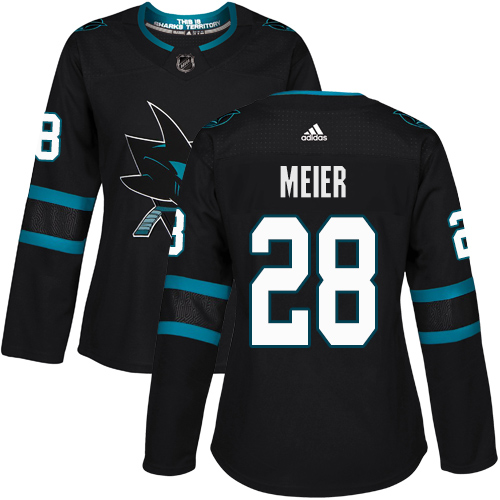Adidas San Jose Sharks #28 Timo Meier Black Alternate Authentic Women's Stitched Jersey Womens