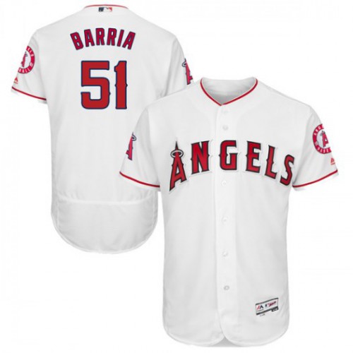 Los Angeles Angels of Anaheim #51 Jaime Barria White Flexbase Authentic Collection Stitched Jersey Men's