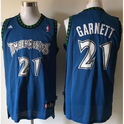 Minnesota Timberwolves #21 Retro Kevin Garnett Blue Stitched Jersey Mens