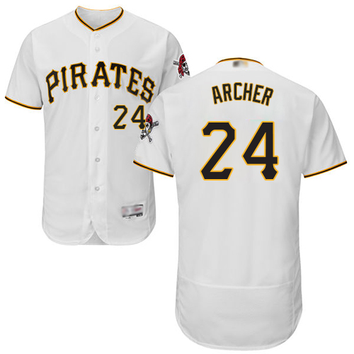 Pittsburgh Pirates #24 Chris Archer White Flexbase Authentic Collection Stitched Jersey Men's
