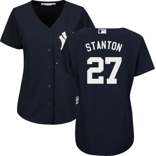 New York Yankees #27 Giancarlo Stanton Navy Blue Alternate Women's Stitched Jersey Womens