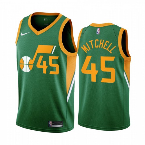 Utah Utah Jazz #45 Donovan Mitchell Green Swingman 2020-21 Earned Edition Jersey Mens