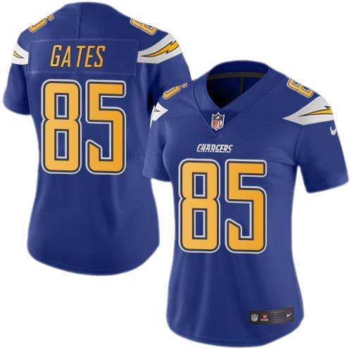 Los Angeles Chargers #85 Antonio Gates Electric Blue Women's Stitched Limited Rush Jersey Womens