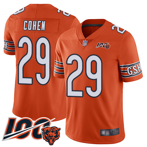 Bears #29 Tarik Cohen Orange Youth Stitched Limited Rush 100th Season Jersey