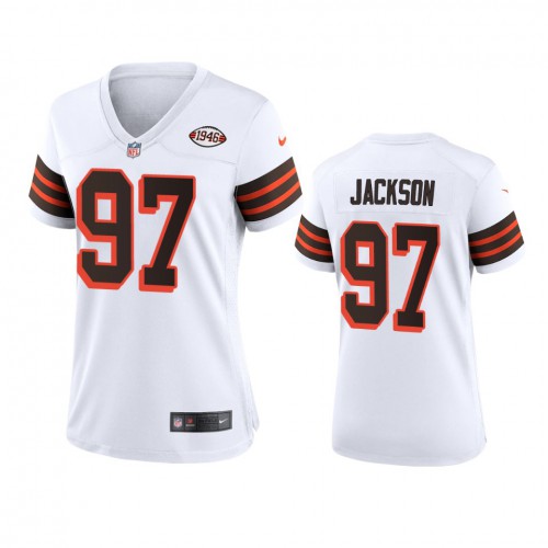 Women Cleveland Browns #97 Malik Jackson 1946 Collection Alternate Game Limited Jersey - White Womens