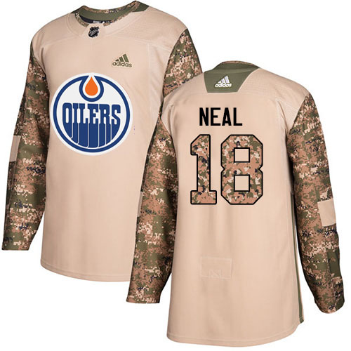Adidas Edmonton Oilers #18 James Neal Camo Authentic 2017 Veterans Day Stitched Jersey Men's