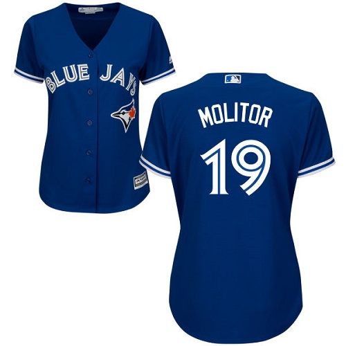 Toronto Blue Jays #19 Paul Molitor Blue Alternate Women's Stitched Jersey Womens