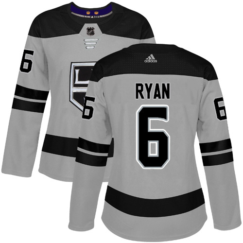 Adidas Los Angeles Kings #6 Joakim Ryan Gray Alternate Authentic Women's Stitched Jersey Womens