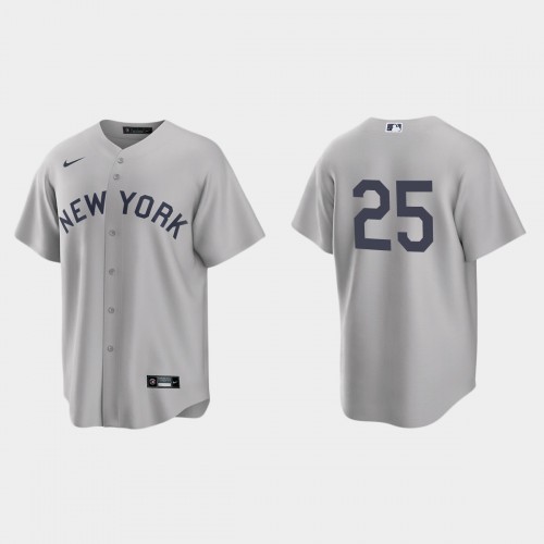 New York New York Yankees #25 Gleyber Torres Men's Gray 2021 Field of Dreams Game Jersey Men's