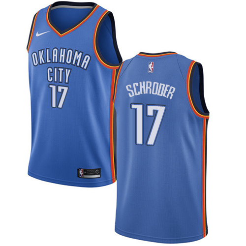 Oklahoma City Thunder #17 Dennis Schroder Blue Swingman Icon Edition Jersey Mens