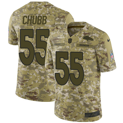 Denver Broncos #55 Bradley Chubb Camo Youth Stitched Limited 2018 Salute to Service Jersey Youth