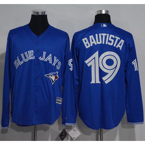 Toronto Blue Jays #19 Jose Bautista Blue New Cool Base Long Sleeve Stitched Jersey Men's