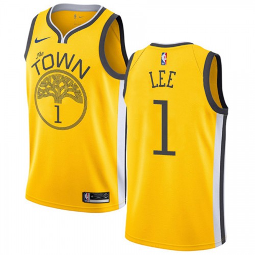 Golden State Warriors #1 Damion Lee Gold Swingman Earned Edition Jersey Mens