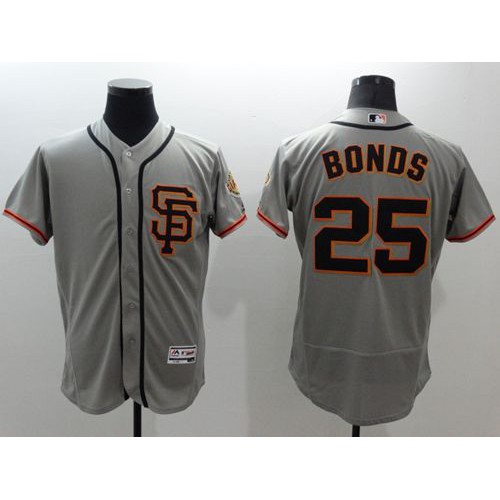 San Francisco Giants #25 Barry Bonds Grey Flexbase Authentic Collection Road 2 Stitched Jersey Men's