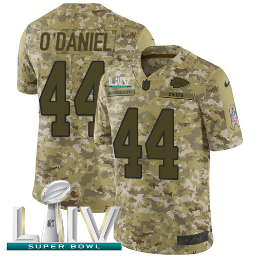 Kansas City Chiefs #44 Dorian O'Daniel Camo Super Bowl LIV 2020 Men's Stitched Limited 2018 Salute To Service Jersey Men's