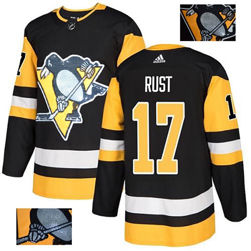 Adidas Pittsburgh Penguins #17 Bryan Rust Black Home Authentic Fashion Gold Stitched Jersey Men's