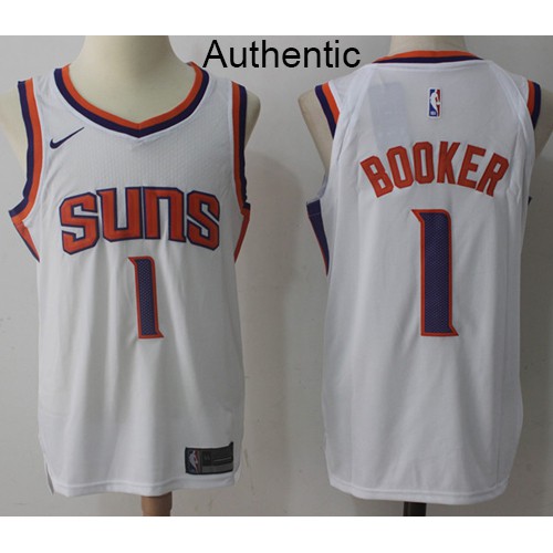 Phoenix Suns #1 Devin Booker White Authentic Association Edition Jersey Mens