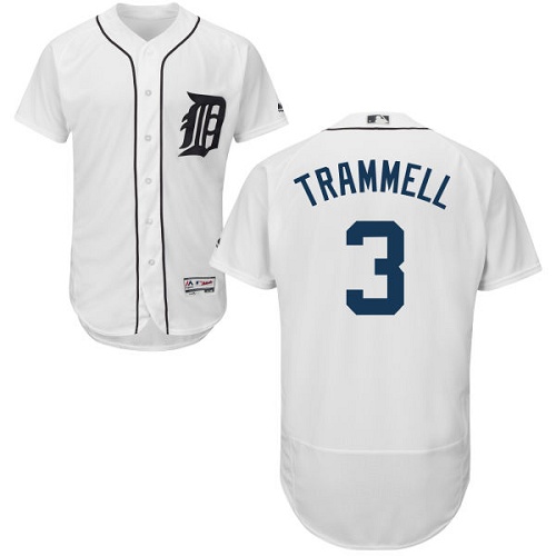 Detroit Tigers #3 Alan Trammell White Flexbase Authentic Collection Stitched Jersey Men's
