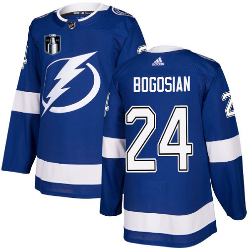 Adidas Tampa Bay Lightning #24 Zach Bogosian Blue 2022 Stanley Cup Final Patch Home Authentic Stitched Jersey Men's