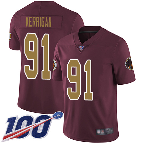 Washington Commanders #91 Ryan Kerrigan Burgundy Red Alternate Men's Stitched 100th Season Vapor Limited Jersey Men's